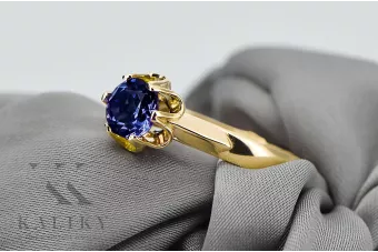 Saphir Or jaune 14 carats Anneau Artisanat vintage vrc122y